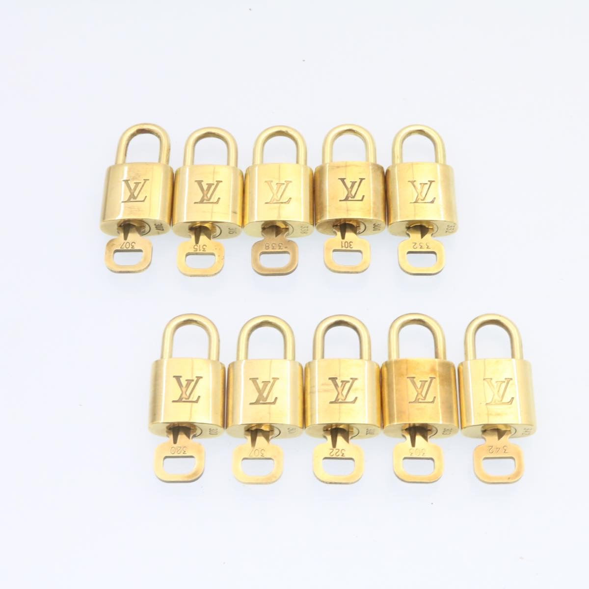 LOUIS VUITTON Padlock 10set Padlock Gold Tone LV Auth am1305g