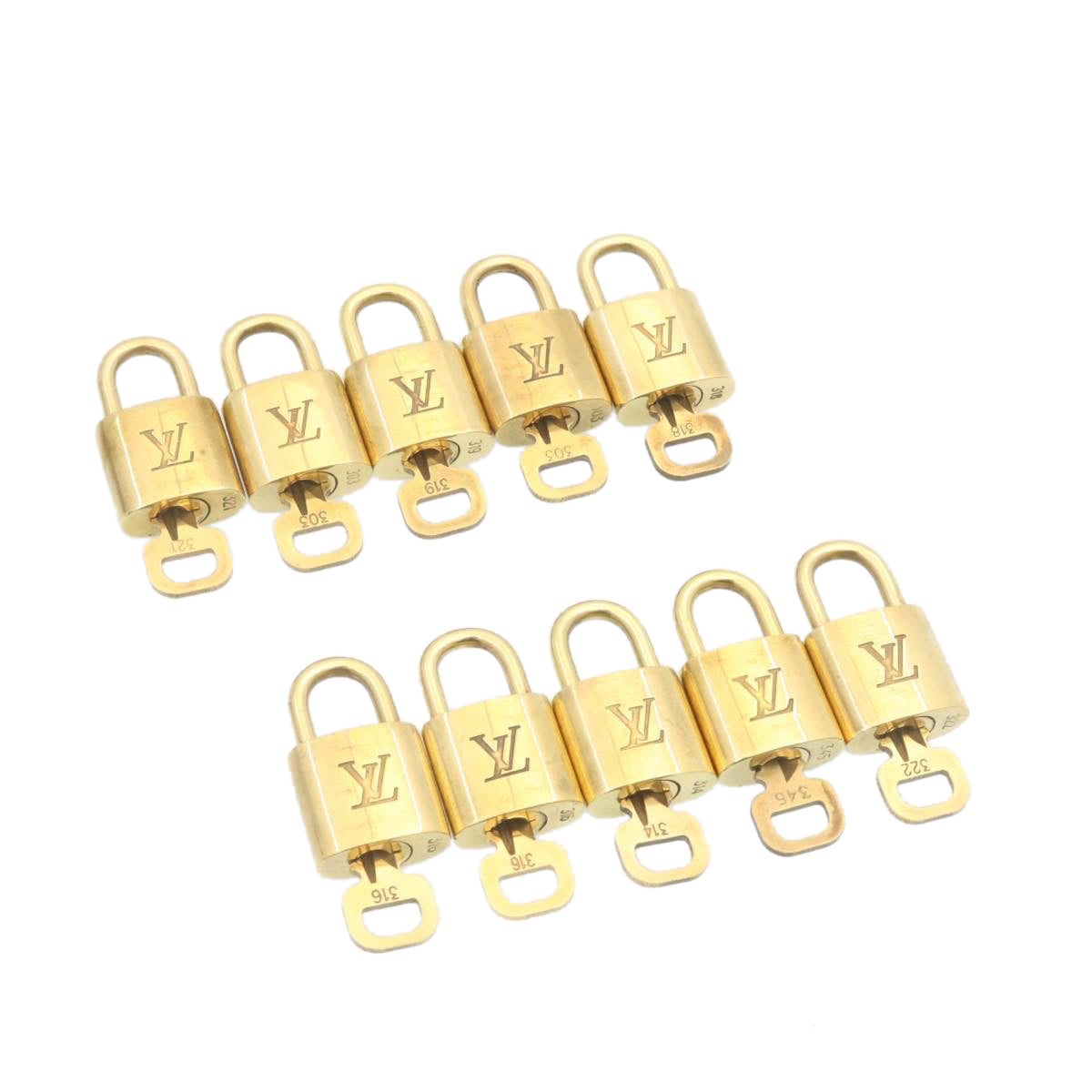 LOUIS VUITTON Padlock 10set Padlock Gold Tone LV Auth am1308g