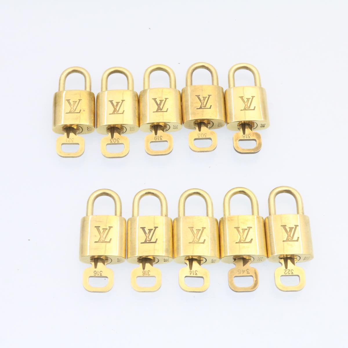 LOUIS VUITTON Padlock 10set Padlock Gold Tone LV Auth am1308g