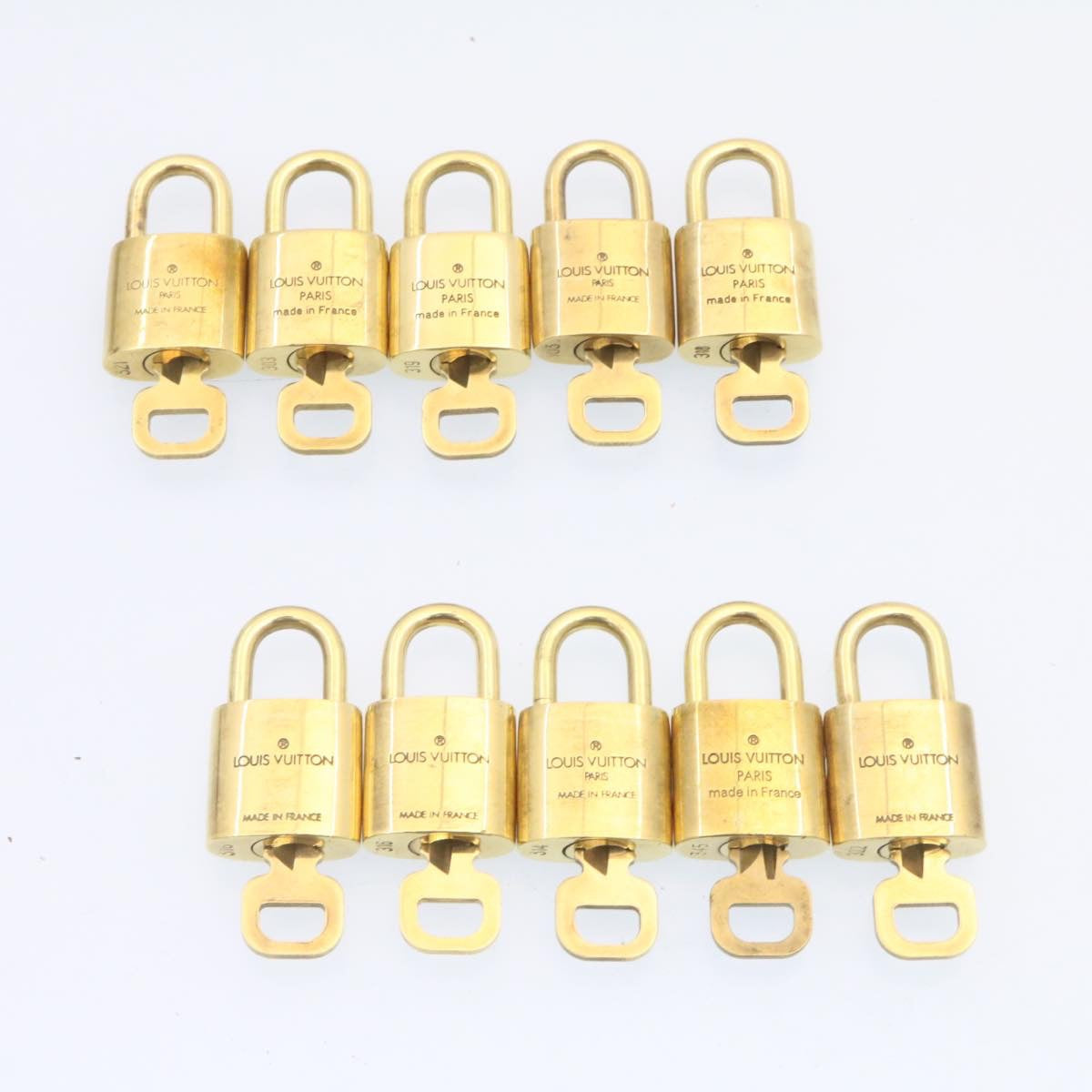 LOUIS VUITTON Padlock 10set Padlock Gold Tone LV Auth am1308g