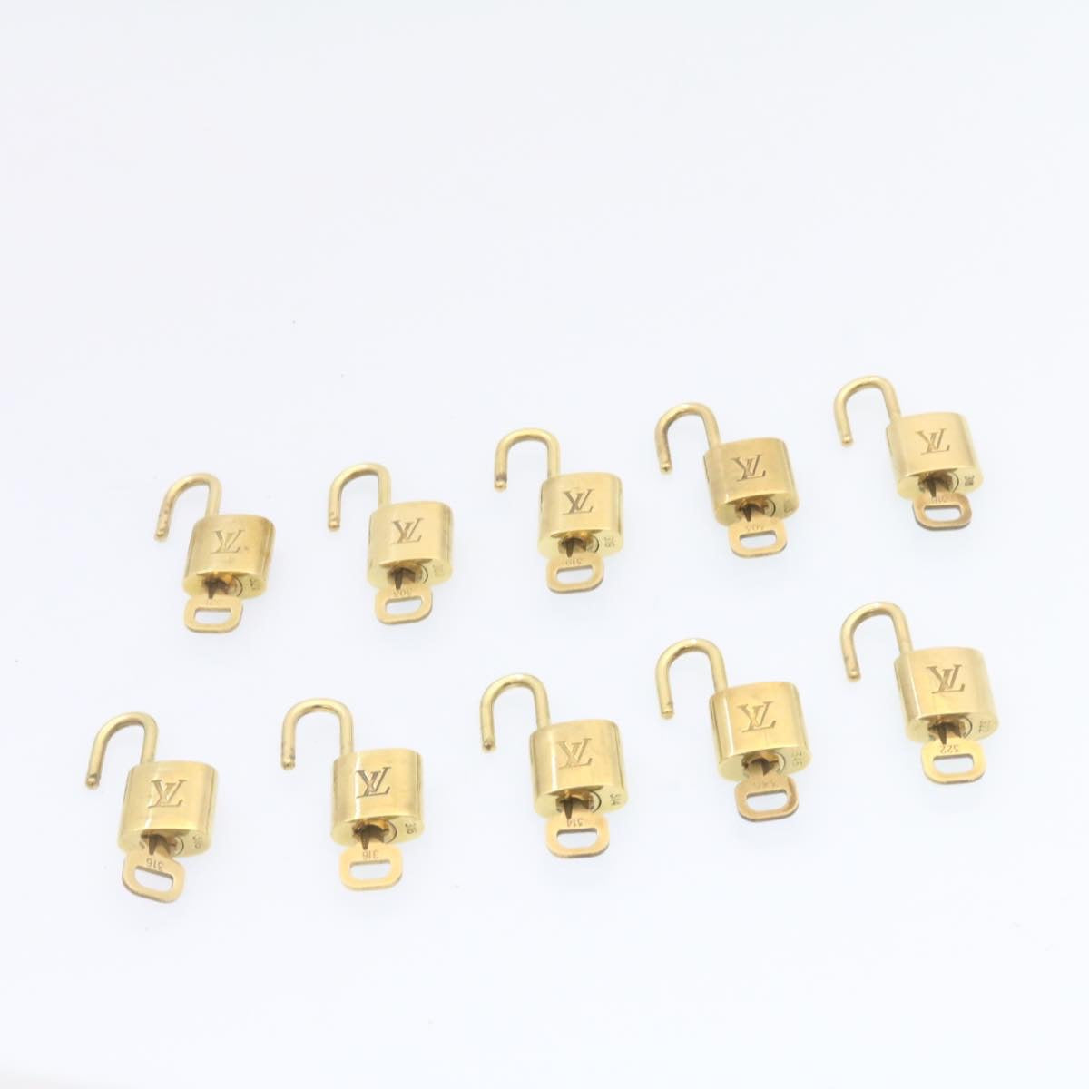 LOUIS VUITTON Padlock 10set Padlock Gold Tone LV Auth am1308g