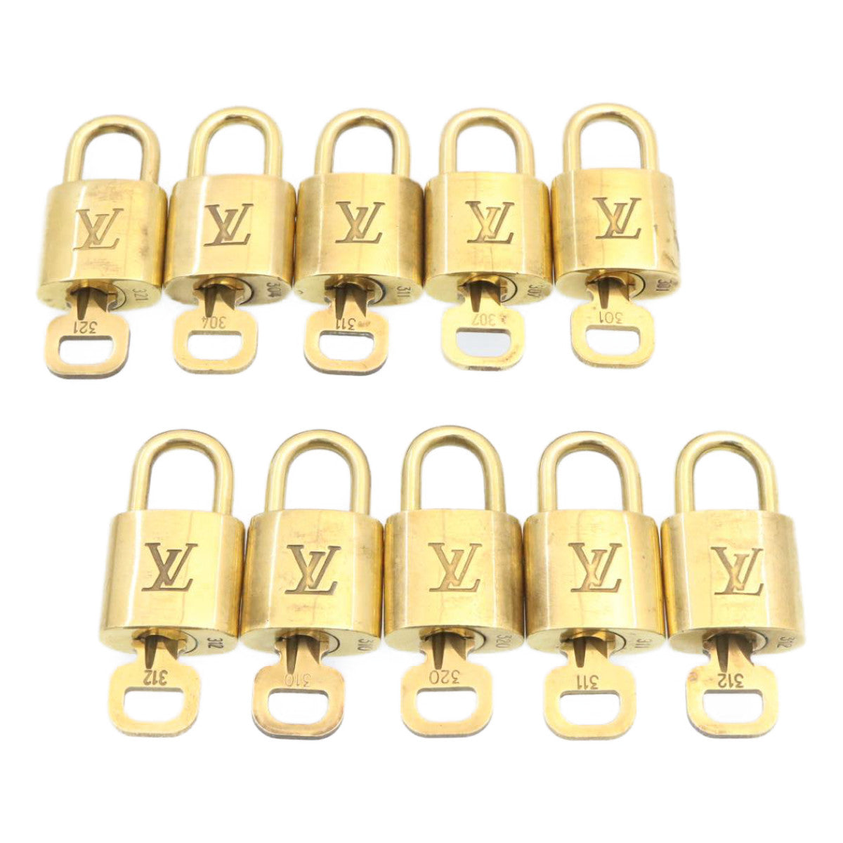 LOUIS VUITTON Padlock 10set Gold Tone LV Auth am1425g