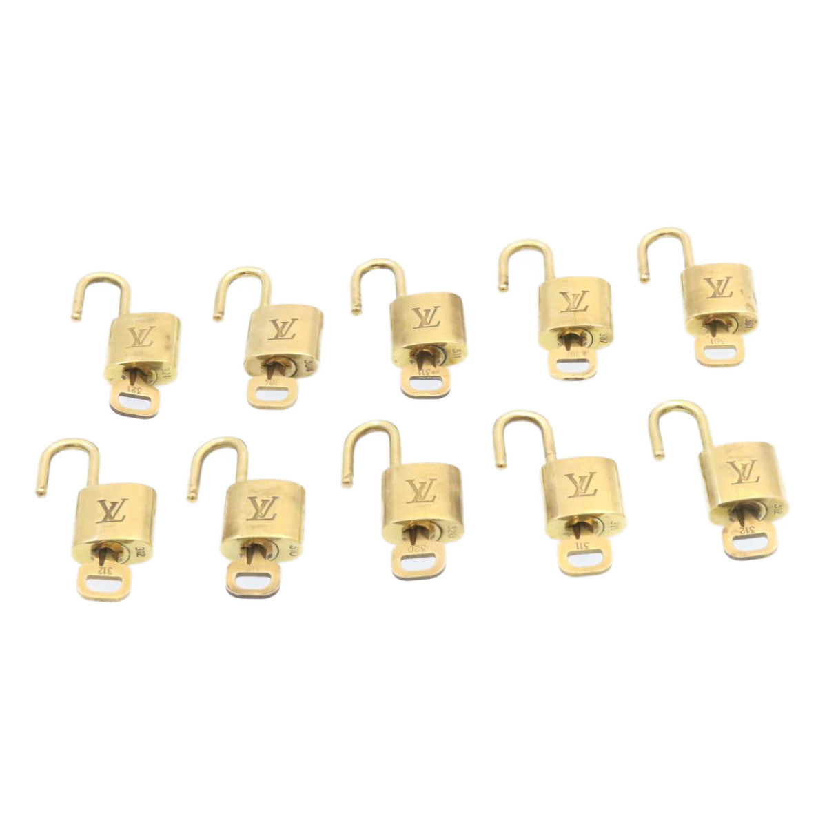 LOUIS VUITTON Padlock 10set Gold Tone LV Auth am1425g