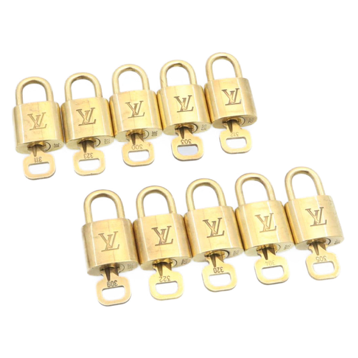 LOUIS VUITTON Padlock 10set Gold Tone LV Auth am1426g