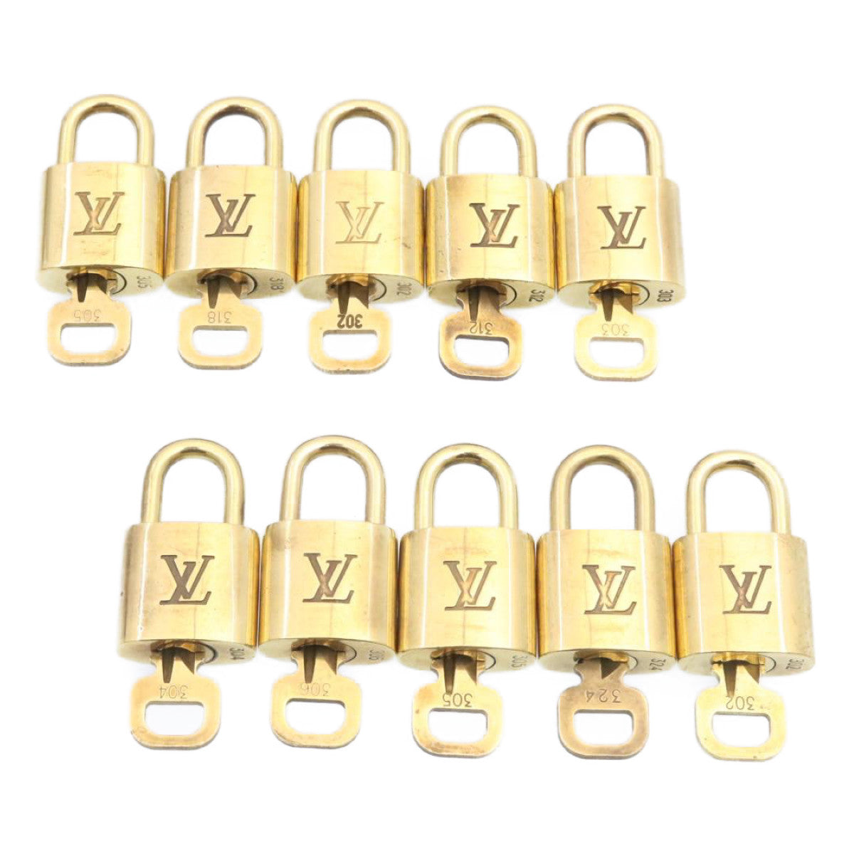 LOUIS VUITTON Padlock 10set Gold Tone LV Auth am1428g