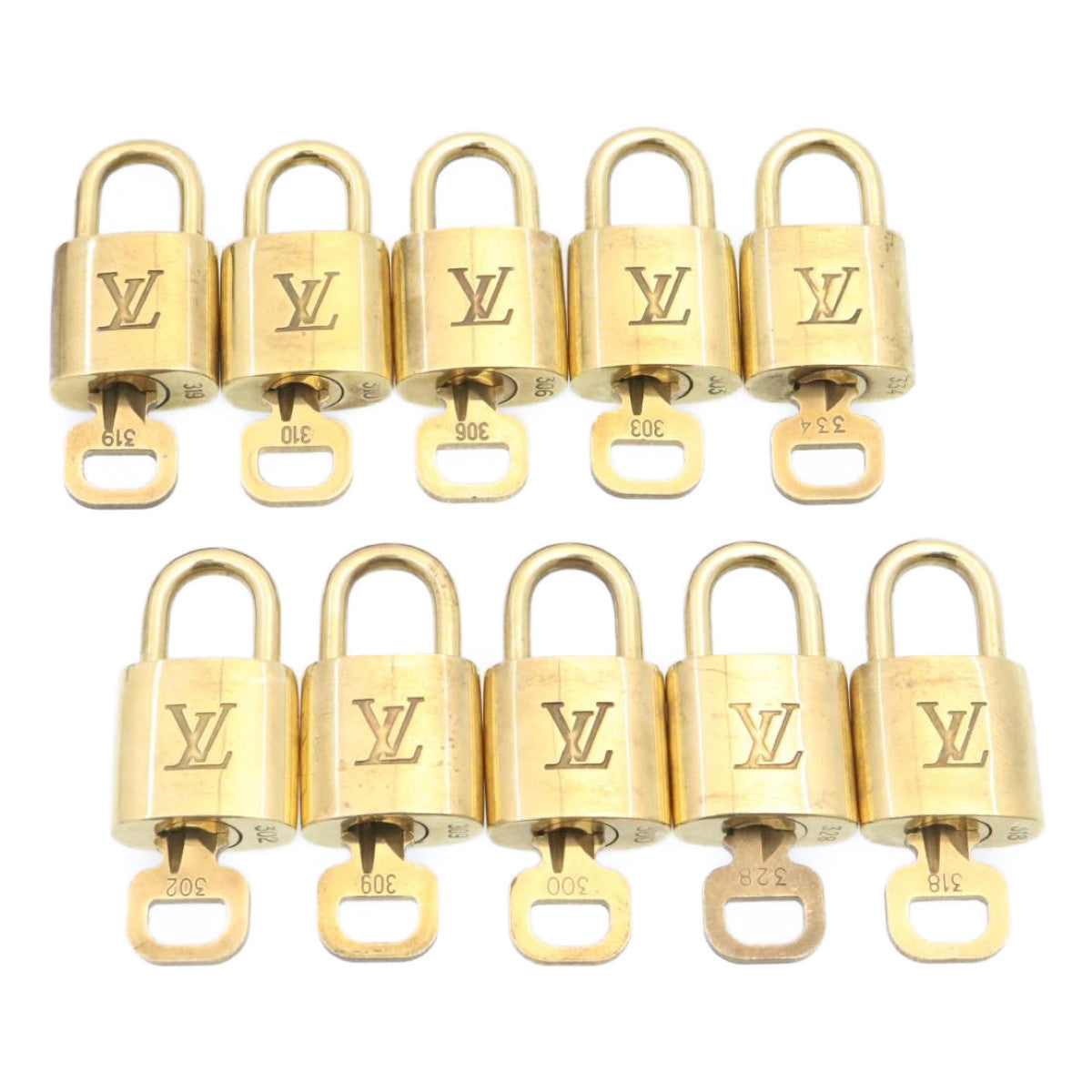 LOUIS VUITTON Padlock 10set Gold Tone LV Auth am1429g