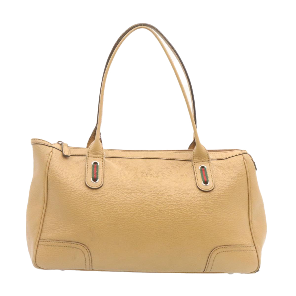 GUCCI Princy Line Tote Bag Leather Beige Auth am1445g