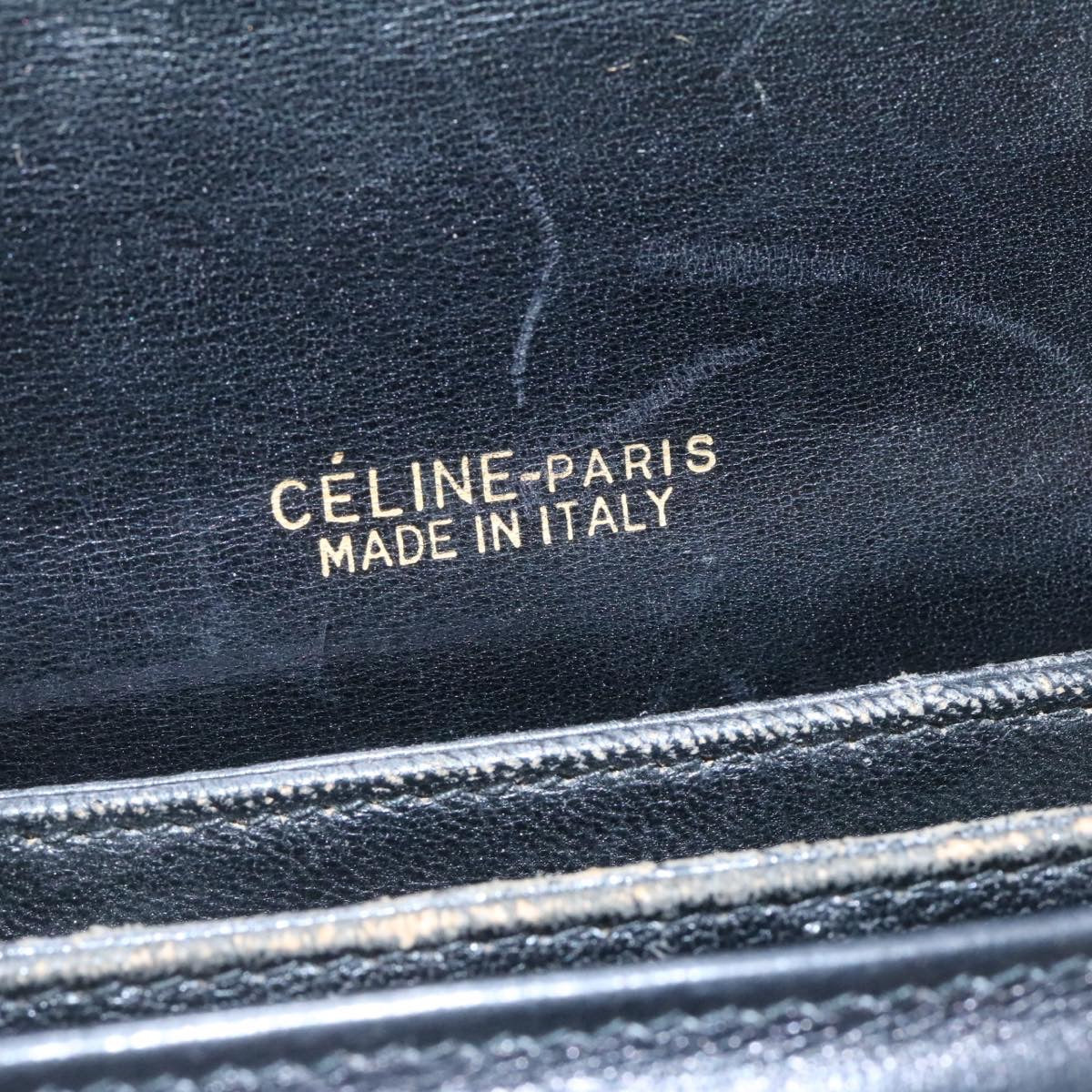 CELINE C Macadam Horse Carriage Shoulder Bag Canvas Black Gold Auth am1471g