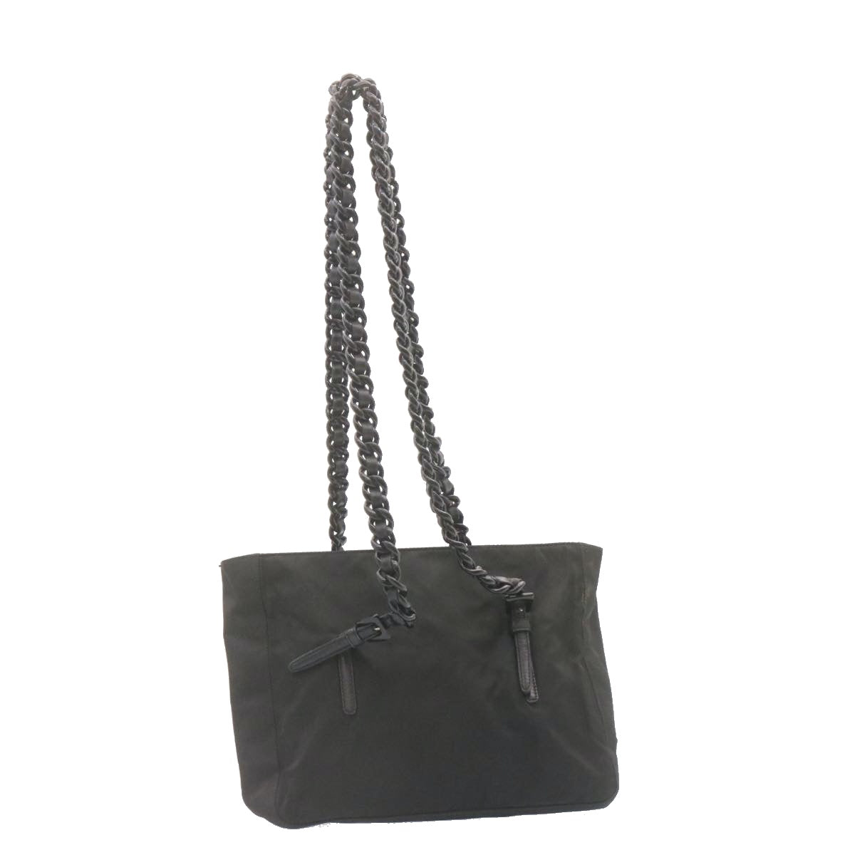 PRADA ChainShoulder Shoulder Bag Nylon Black Auth am1485g