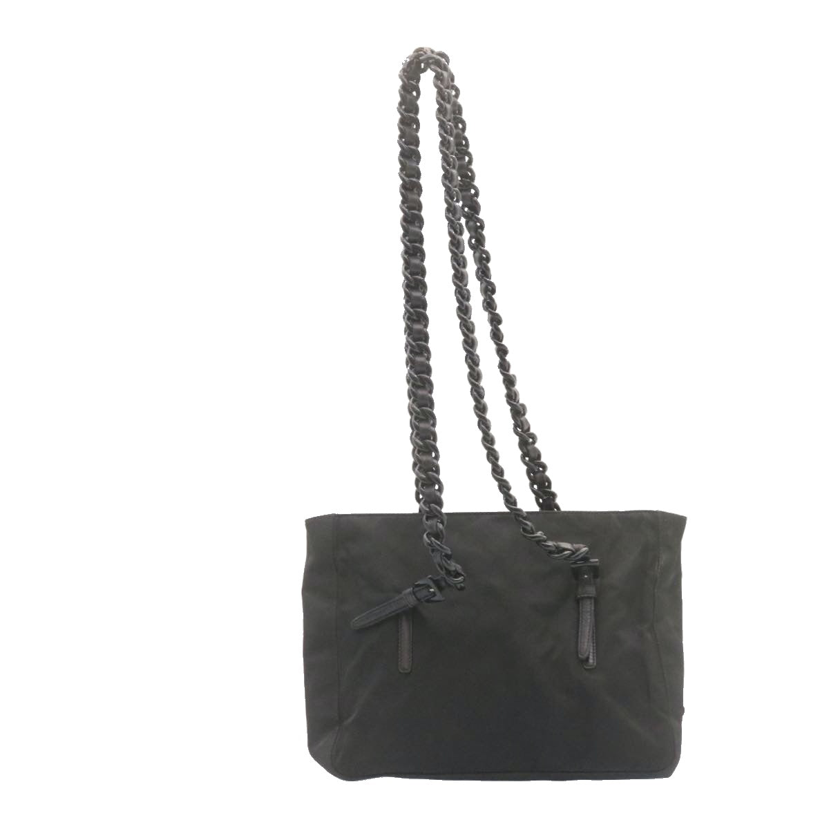 PRADA ChainShoulder Shoulder Bag Nylon Black Auth am1485g