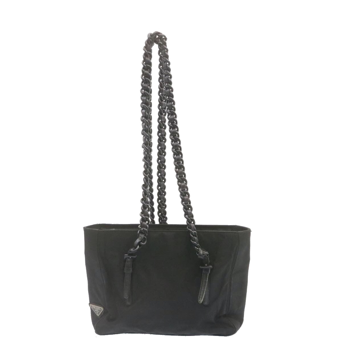 PRADA ChainShoulder Shoulder Bag Nylon Black Auth am1485g