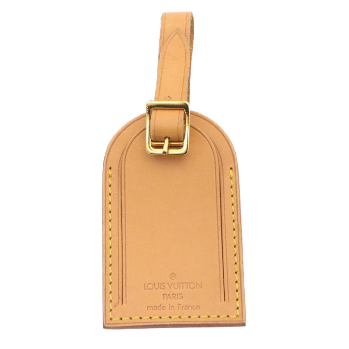 LOUIS VUITTON Leather Name Tag Handle Padlock Set Powanie Beige Gold Auth am1600g