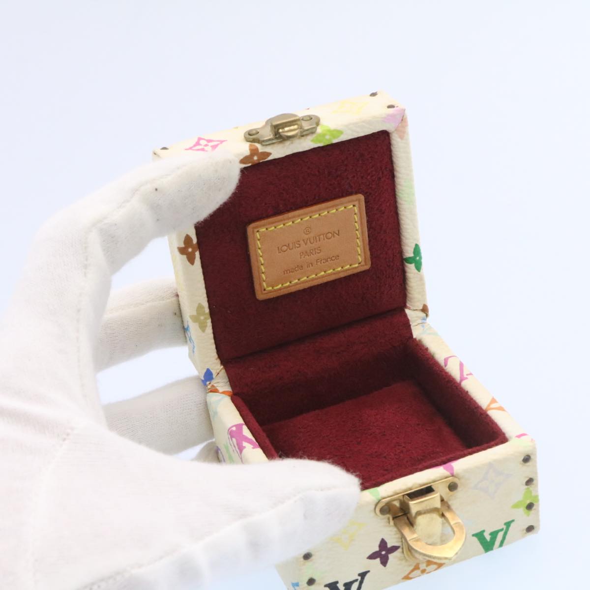 LOUIS VUITTON Monogram Multicolor Jewelry Box White LV Auth am1643g