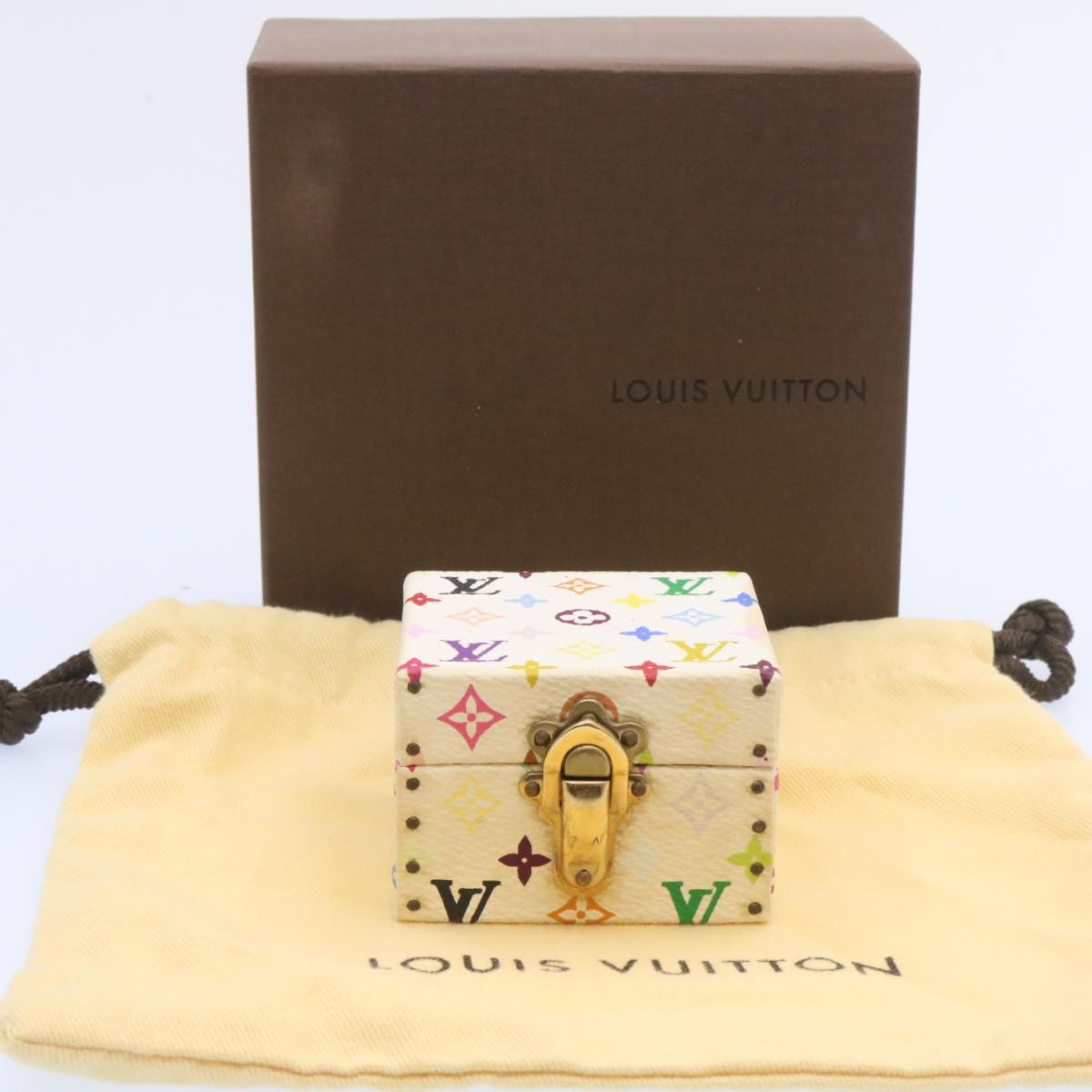 LOUIS VUITTON Monogram Multicolor Jewelry Box White LV Auth am1643g