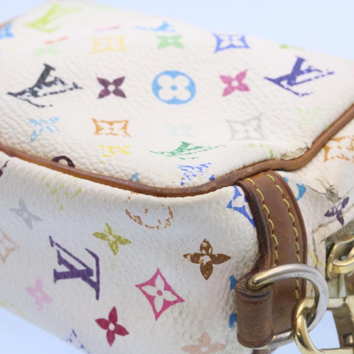 LOUIS VUITTON Monogram Multicolor Trousse Wapity Pouch White M58033 Auth am1686g