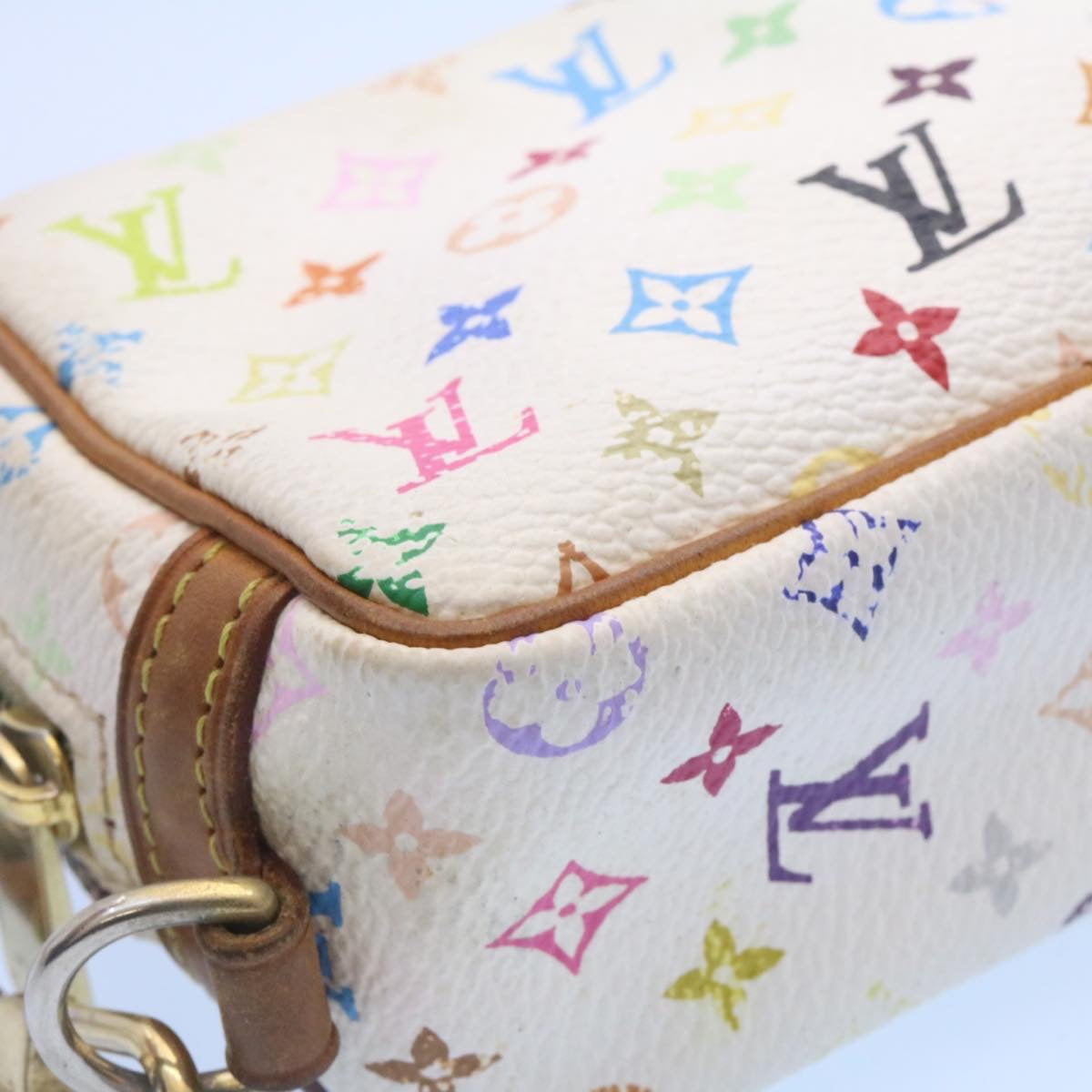 LOUIS VUITTON Monogram Multicolor Trousse Wapity Pouch White M58033 Auth am1686g