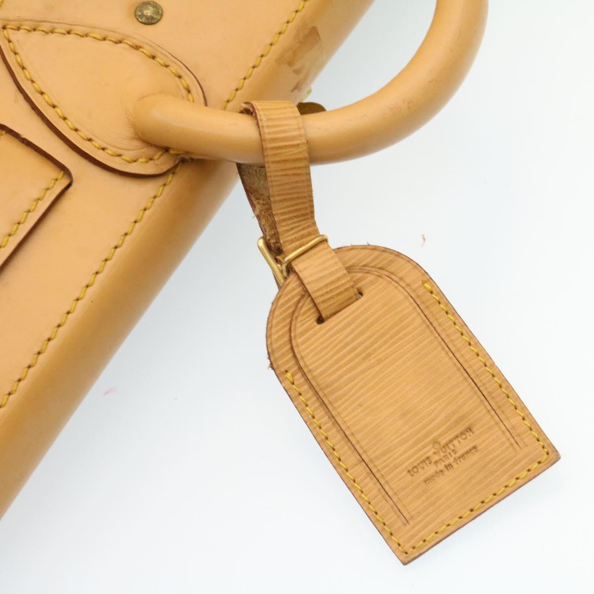 LOUIS VUITTON Epi Steamer Bag Boston Bag Beige LV Auth am1805g