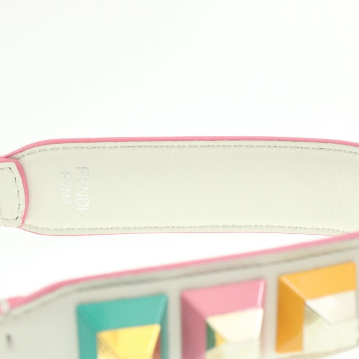 FENDI Shoulder Strap Leather White Multicolor Auth am189g