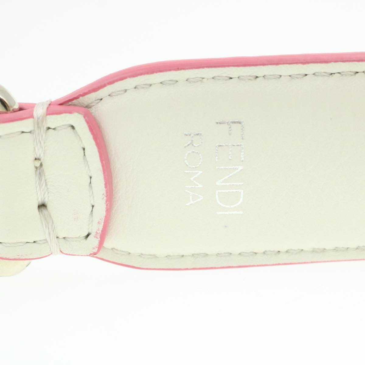 FENDI Shoulder Strap Leather White Multicolor Auth am189g