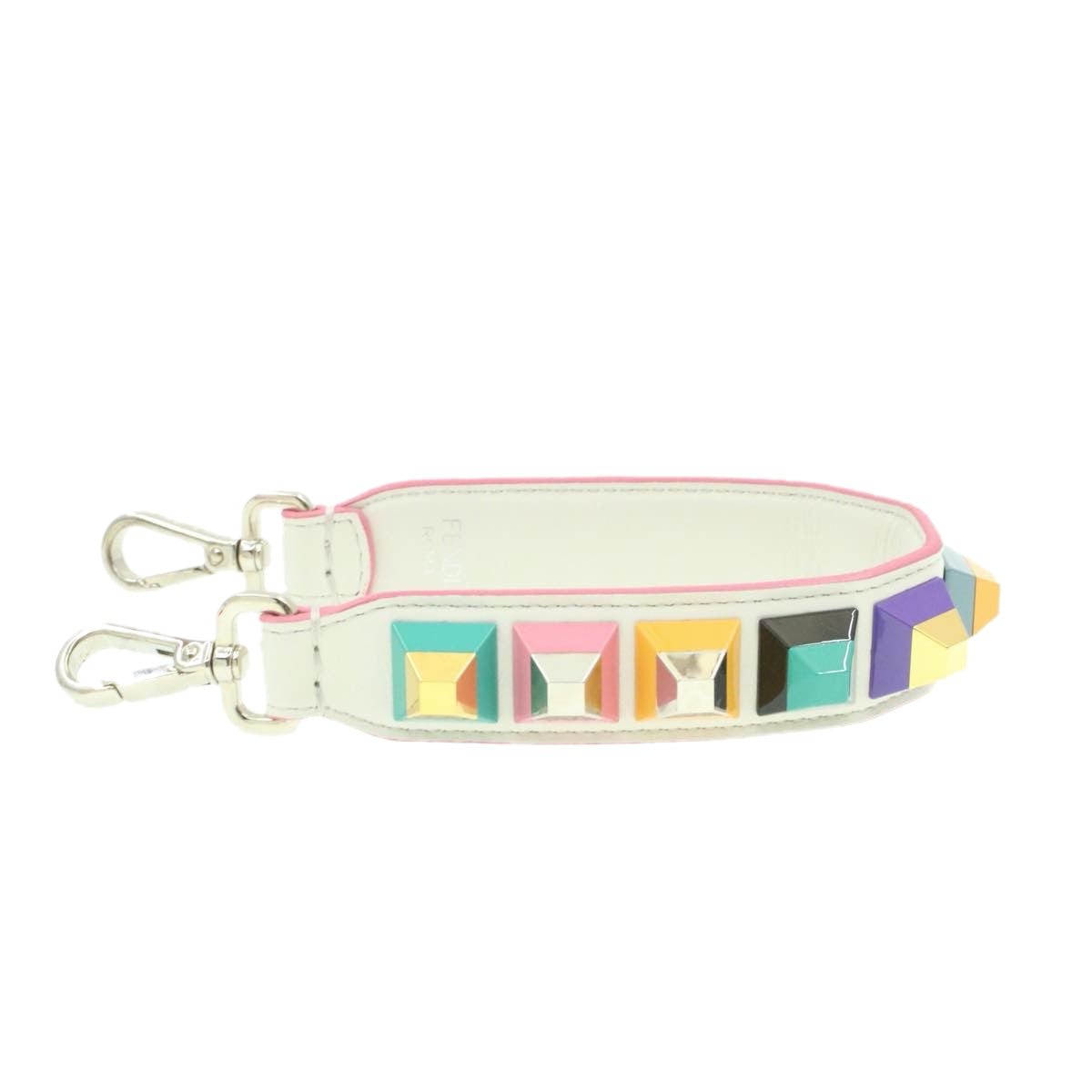 FENDI Shoulder Strap Leather White Multicolor Auth am189g