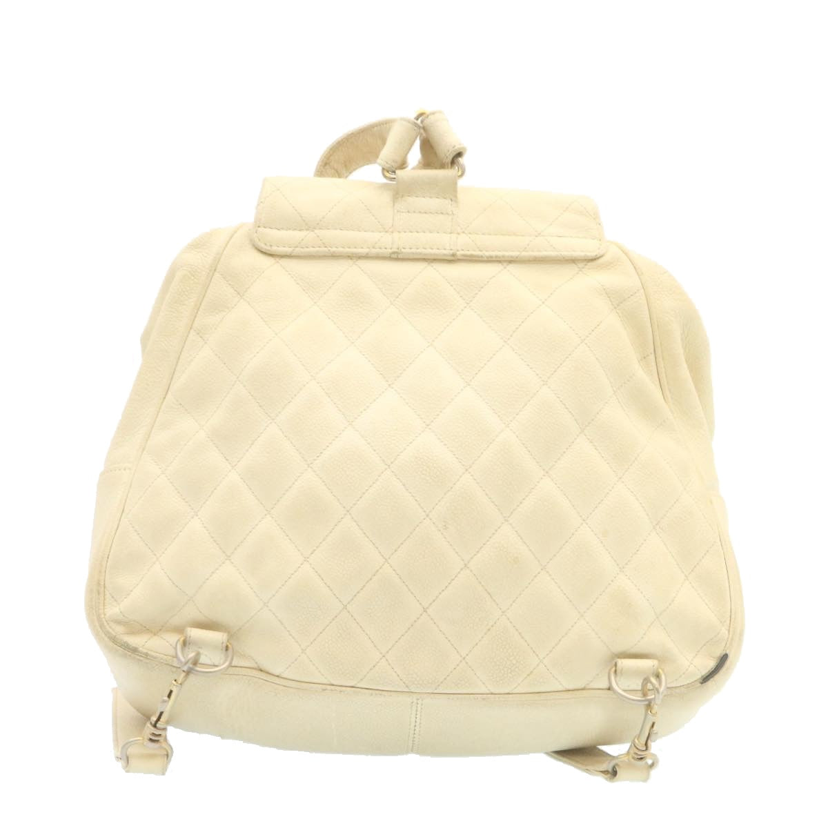 CHANEL Caviar Skin Matelasse Backpack White CC Auth am1922gA