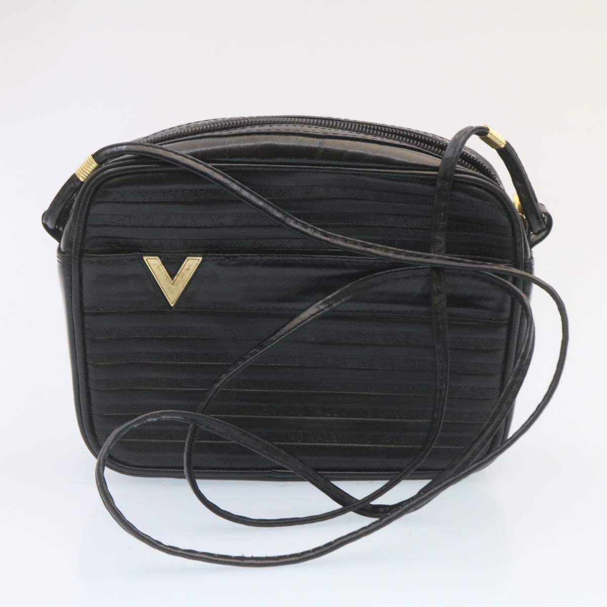 VALENTINO Clutch Shoulder Bag Leather Coated Canvas 4Set Brown Black am1935g