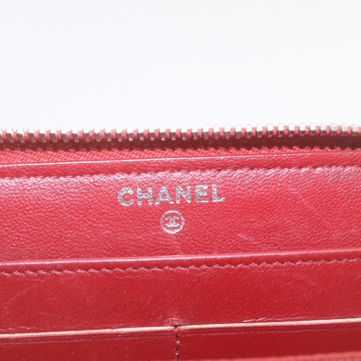 CHANEL Matelasse Wallet Lamb Skin Red CC Auth am2154gA