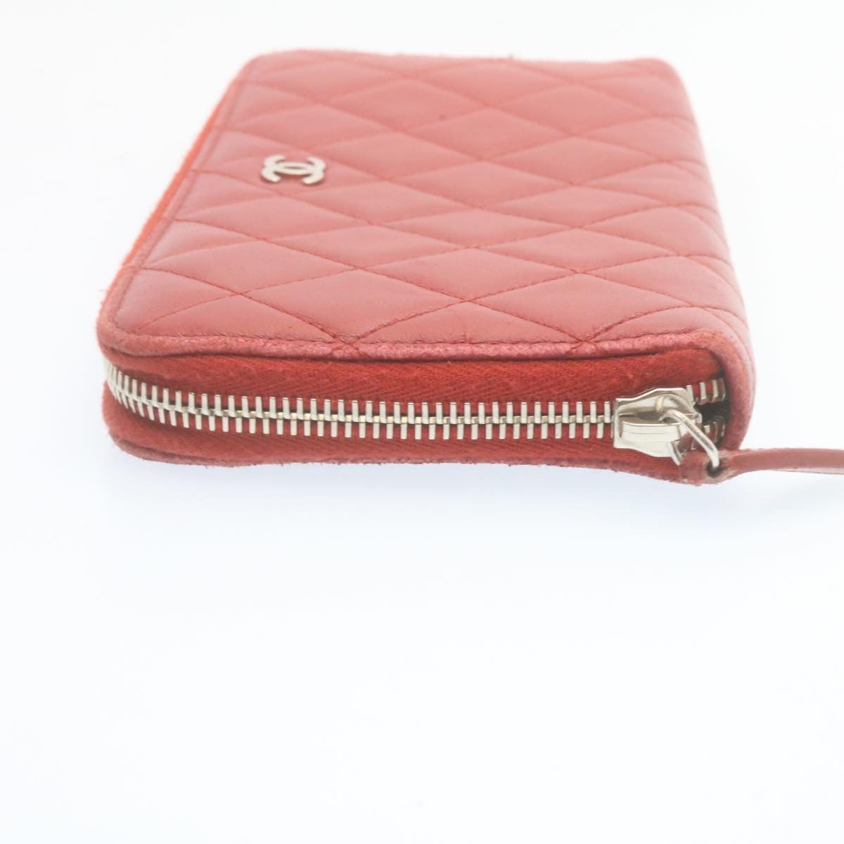 CHANEL Matelasse Wallet Lamb Skin Red CC Auth am2154gA