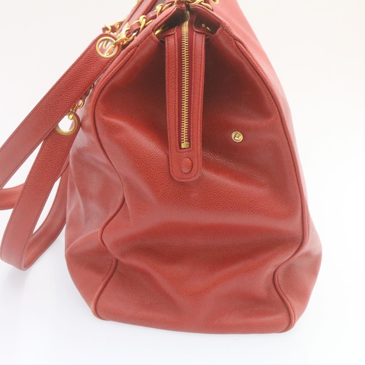 CHANEL Chain COCO Mark Super model bag Shoulder Bag Caviar Skin Red CC Auth am2162gSAV