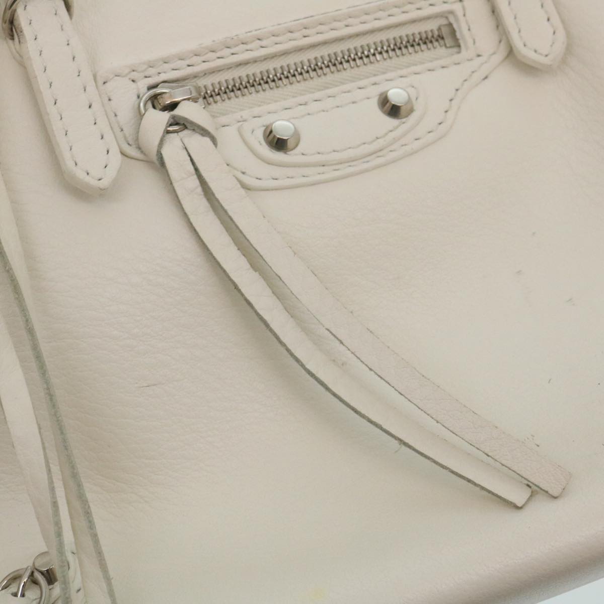 BALENCIAGA 2Way Shoulder Bag Hand Bag Leather White Auth am2305g