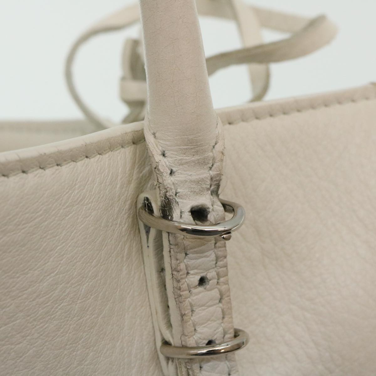 BALENCIAGA 2Way Shoulder Bag Hand Bag Leather White Auth am2305g