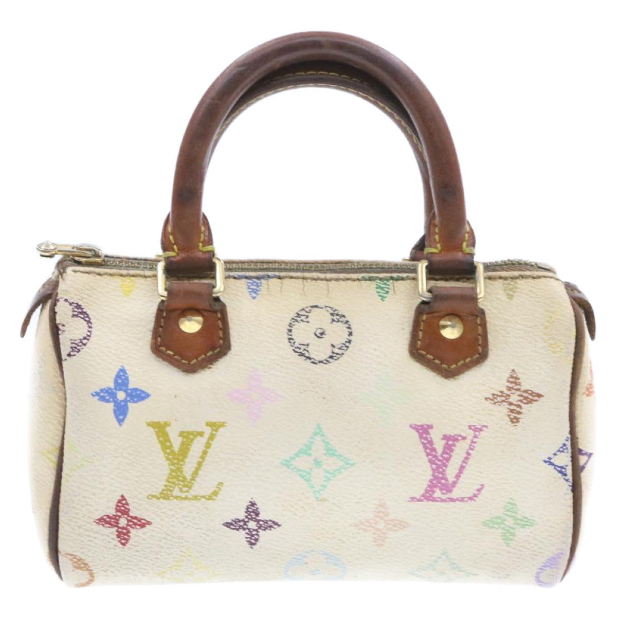 LOUIS VUITTON Monogram Multicolor Mini Speedy Hand Bag White M92645 Auth am232g