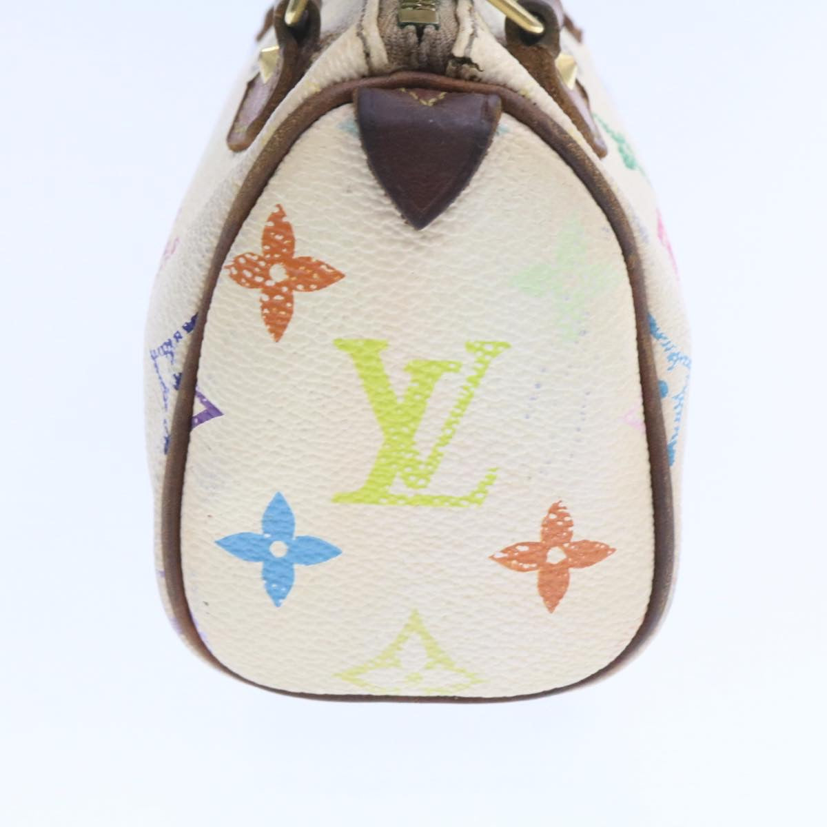 LOUIS VUITTON Monogram Multicolor Mini Speedy Hand Bag White M92645 Auth am232g