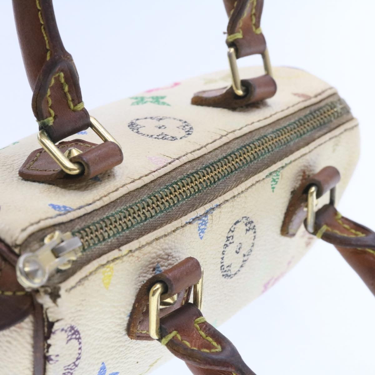 LOUIS VUITTON Monogram Multicolor Mini Speedy Hand Bag White M92645 Auth am232g