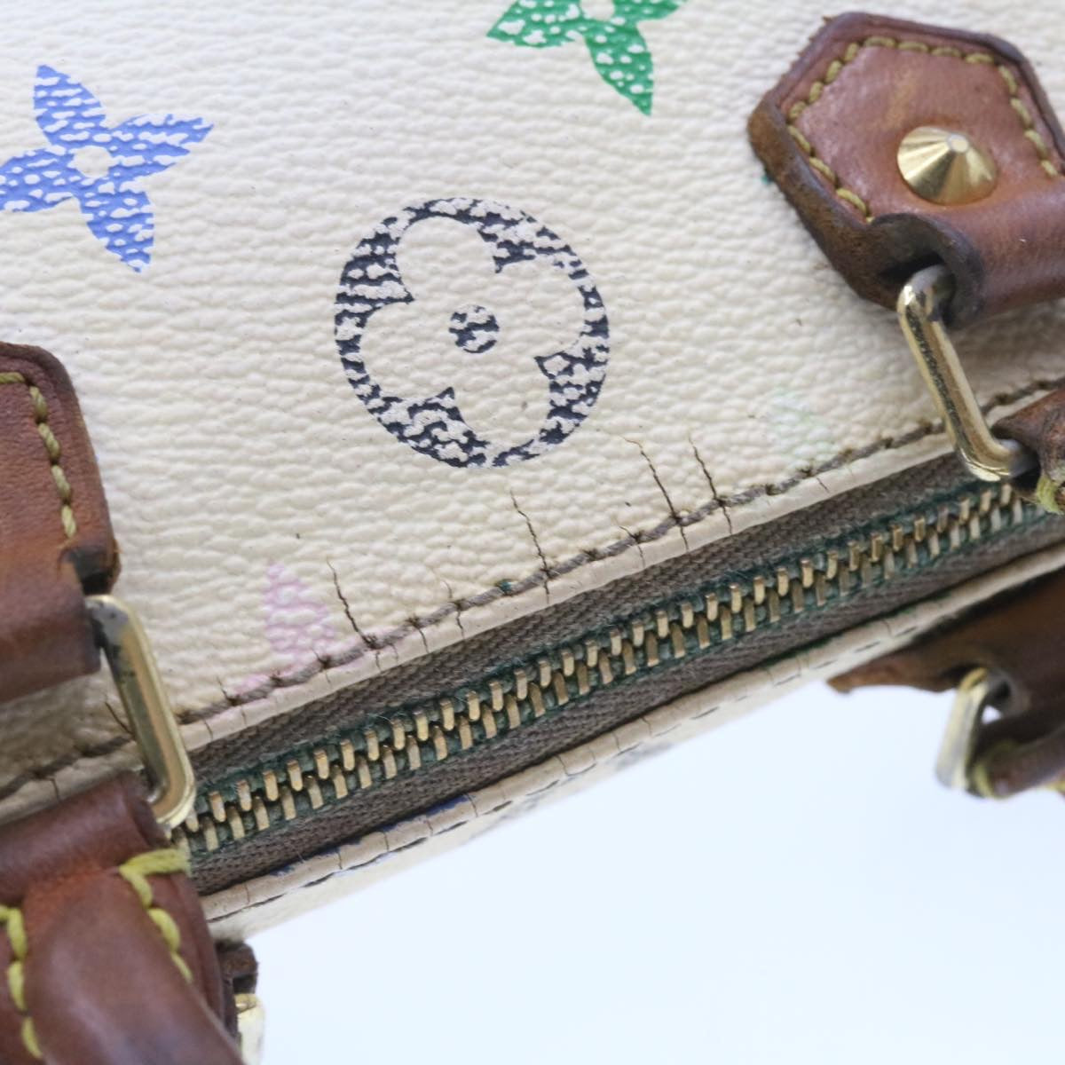 LOUIS VUITTON Monogram Multicolor Mini Speedy Hand Bag White M92645 Auth am232g