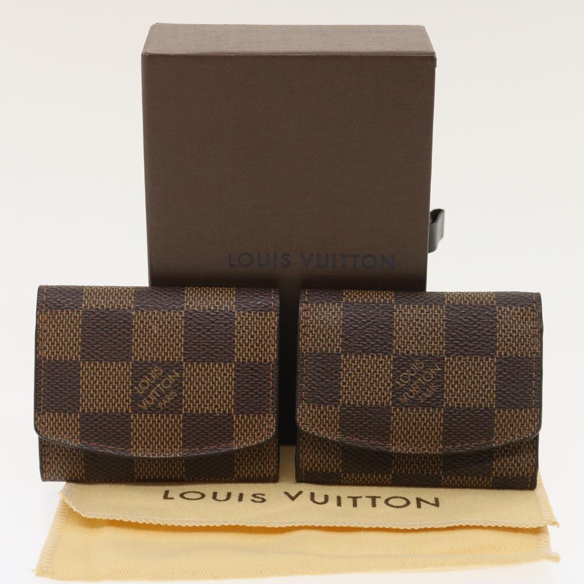 LOUIS VUITTON Damier Ebene Cuff Case 2Set LV Auth am2361g