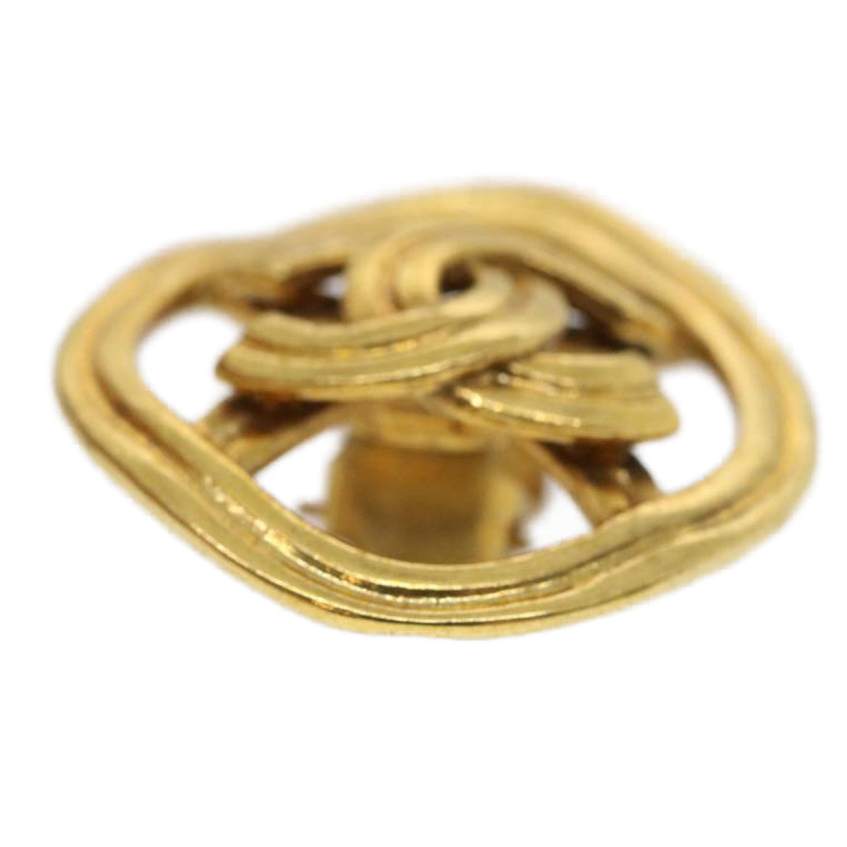 CHANEL COCO Mark Clip-on Earring Gold Tone CC Auth am2421gA