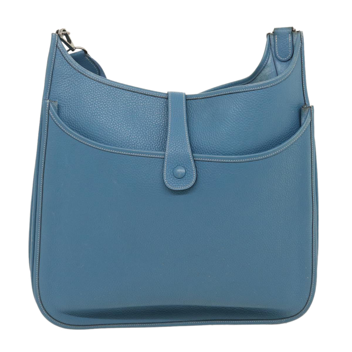 HERMES Leather Evelyn TGM Shoulder Bag Blue Auth am2542gA