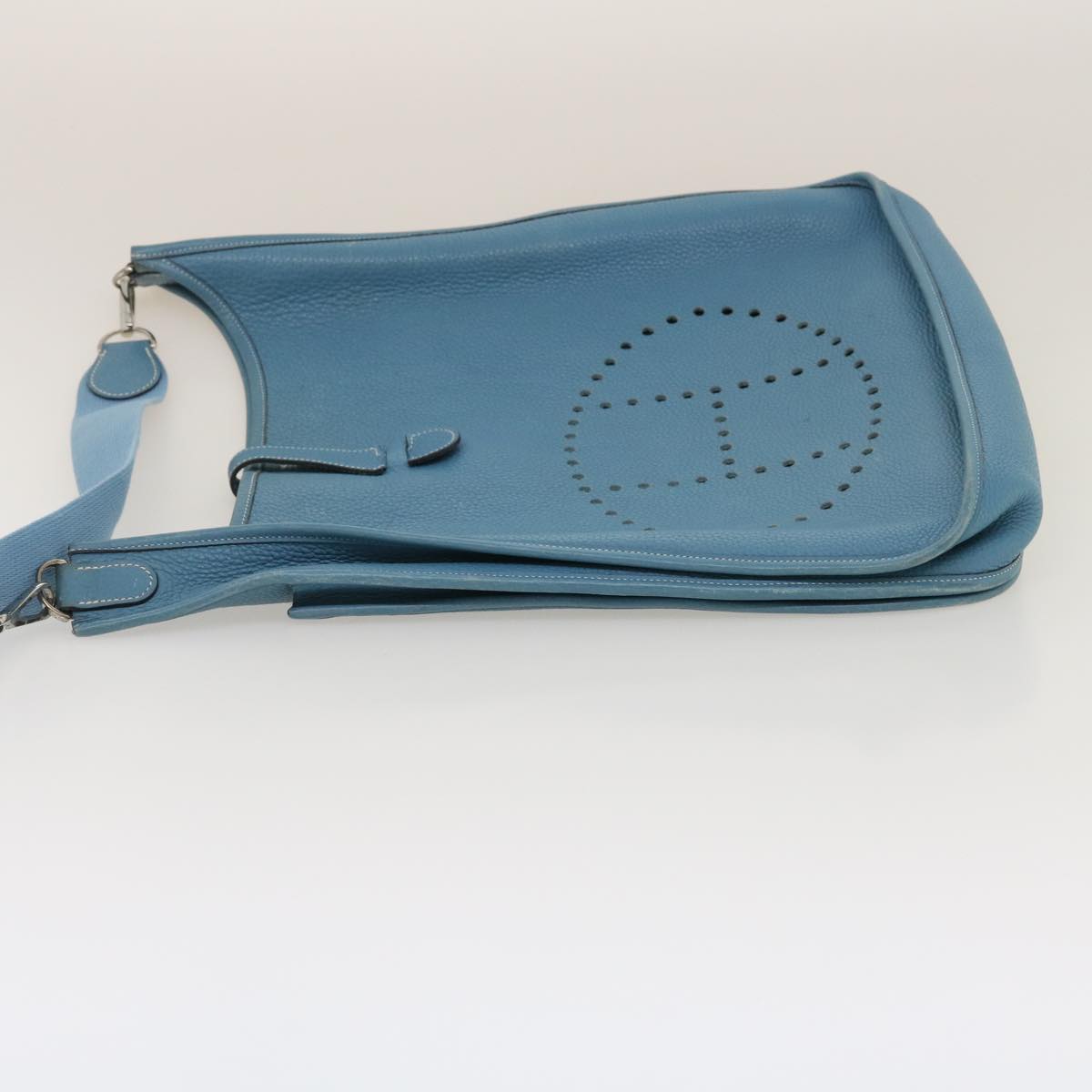 HERMES Leather Evelyn TGM Shoulder Bag Blue Auth am2542gA