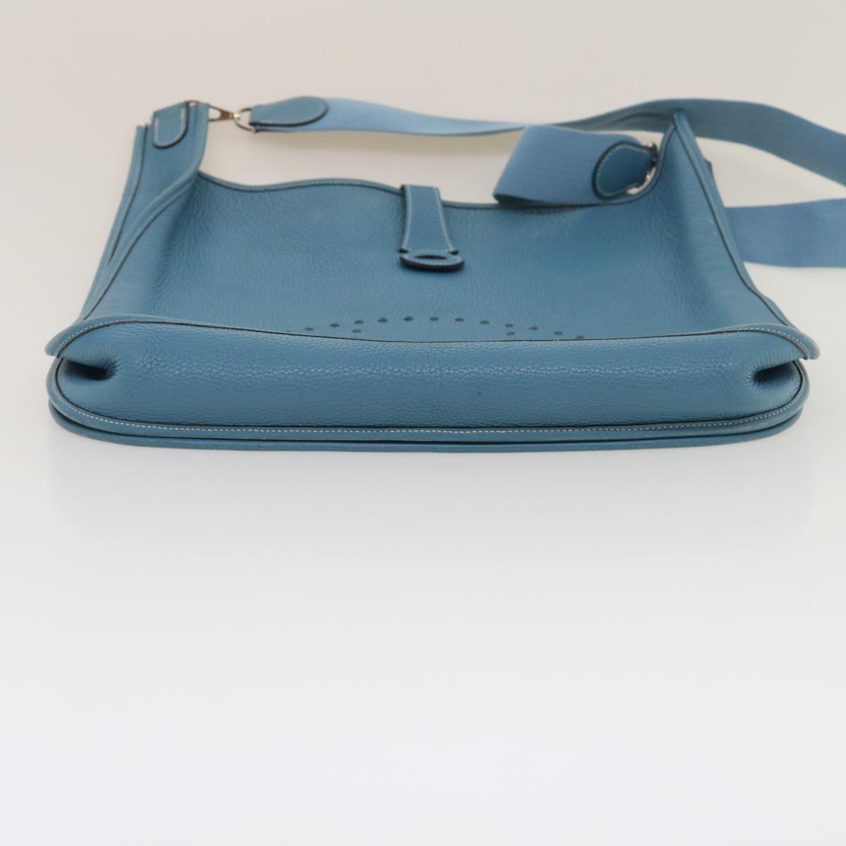 HERMES Leather Evelyn TGM Shoulder Bag Blue Auth am2542gA