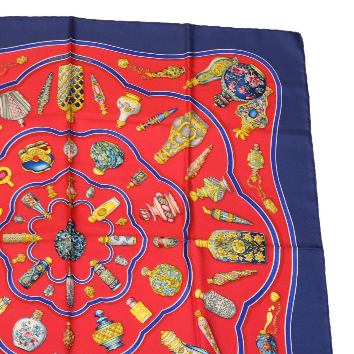 HERMES Carre90 Scarf ""Pourvu qu'on ait l'ivresse"" Silk Red Blue Auth am2611g