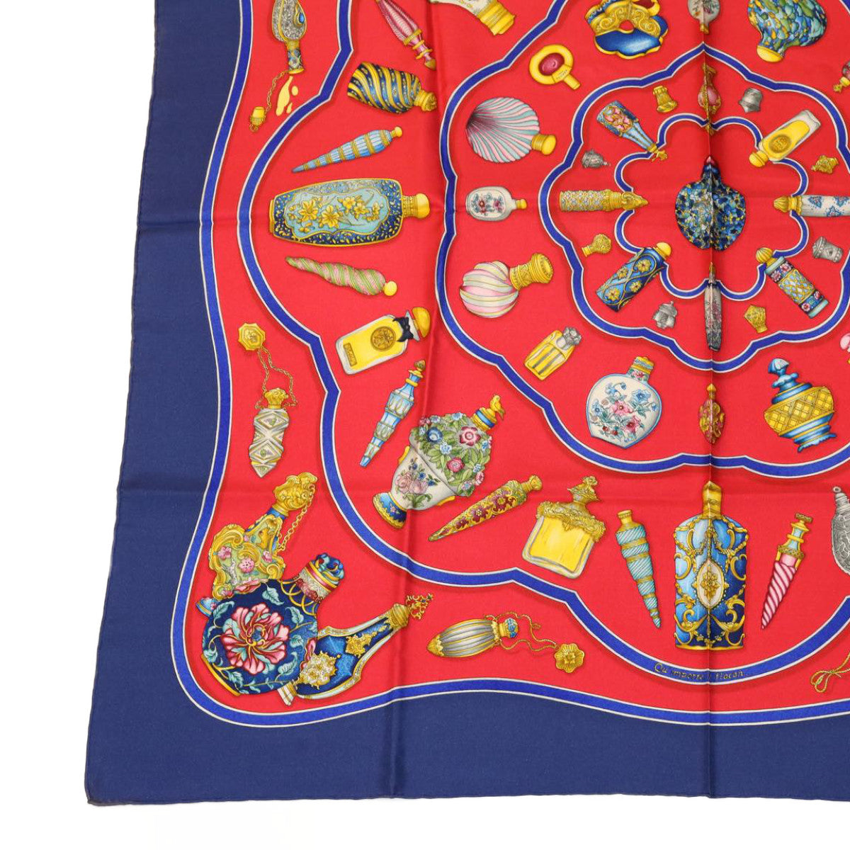 HERMES Carre90 Scarf ""Pourvu qu'on ait l'ivresse"" Silk Red Blue Auth am2611g