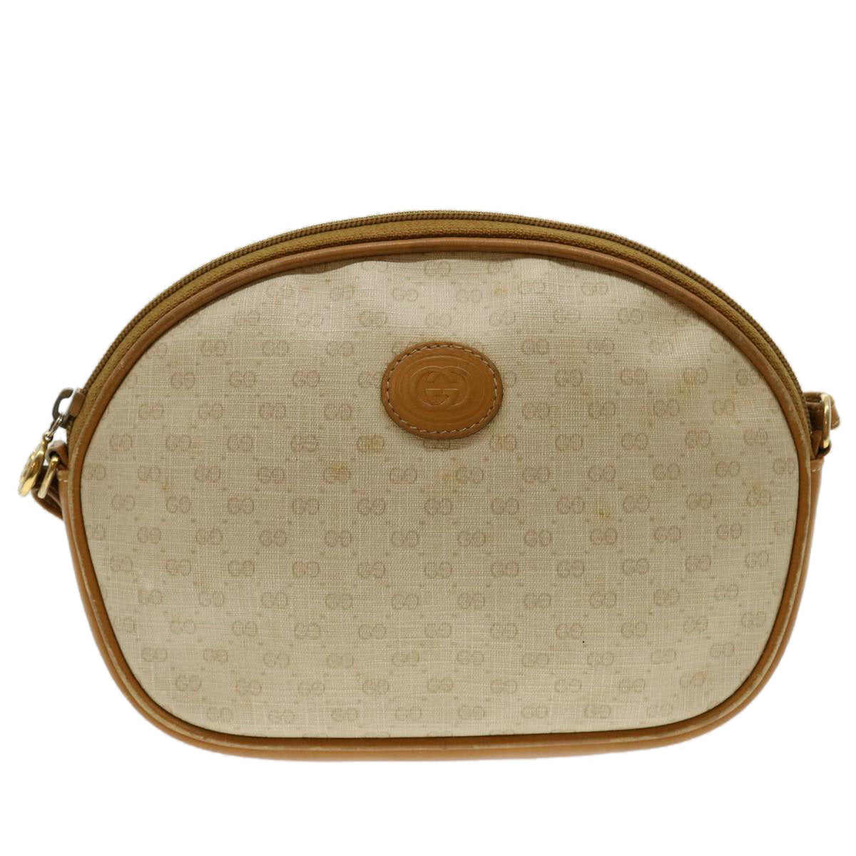 GUCCI Micro GG Canvas Shoulder Bag PVC Leather Beige Brown Auth am2614g