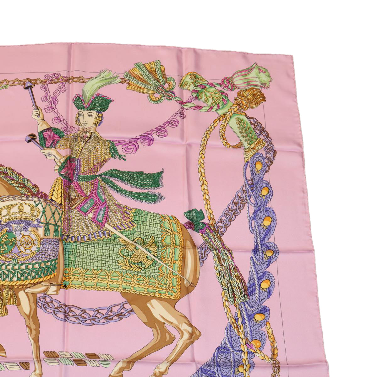 HERMES Carre90 Scarf Silk Pink Auth am2674g