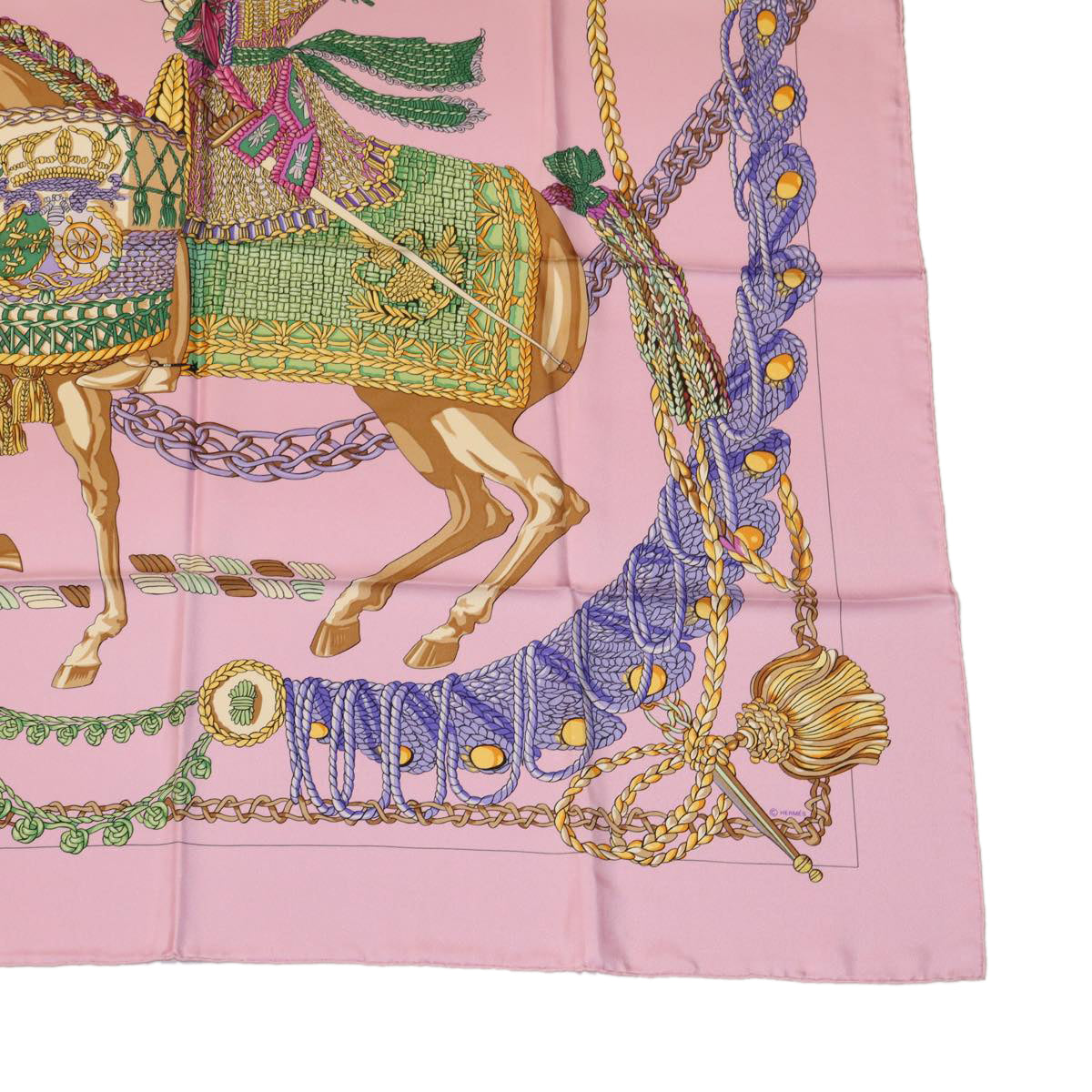 HERMES Carre90 Scarf Silk Pink Auth am2674g