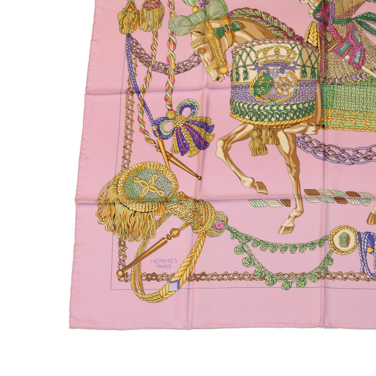 HERMES Carre90 Scarf Silk Pink Auth am2674g