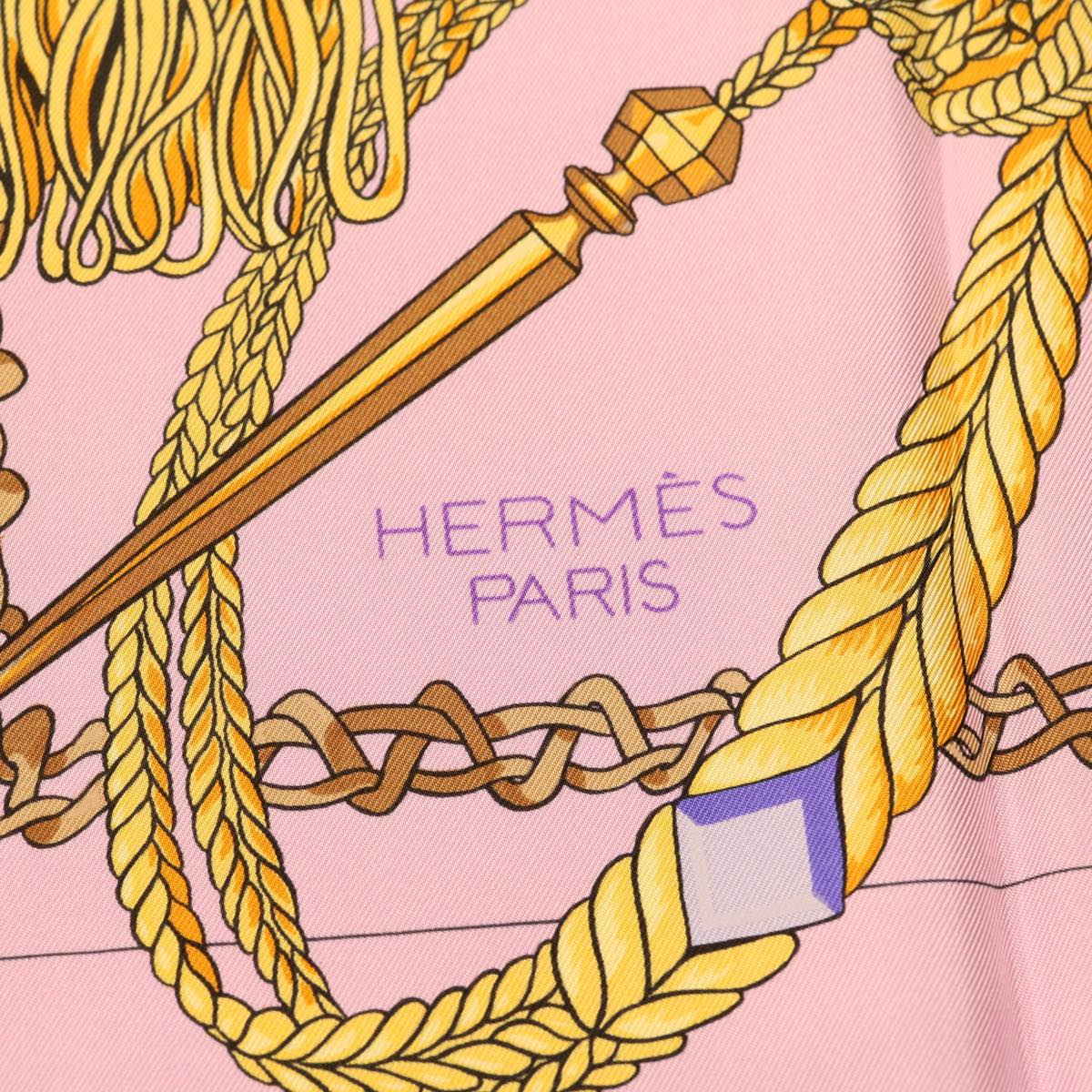 HERMES Carre90 Scarf Silk Pink Auth am2674g