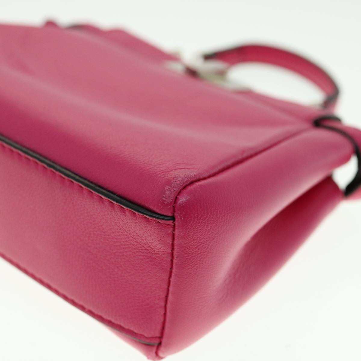 FENDI Micro Peek A Boo Hand Bag Leather 2way Pink Auth am2705gAV