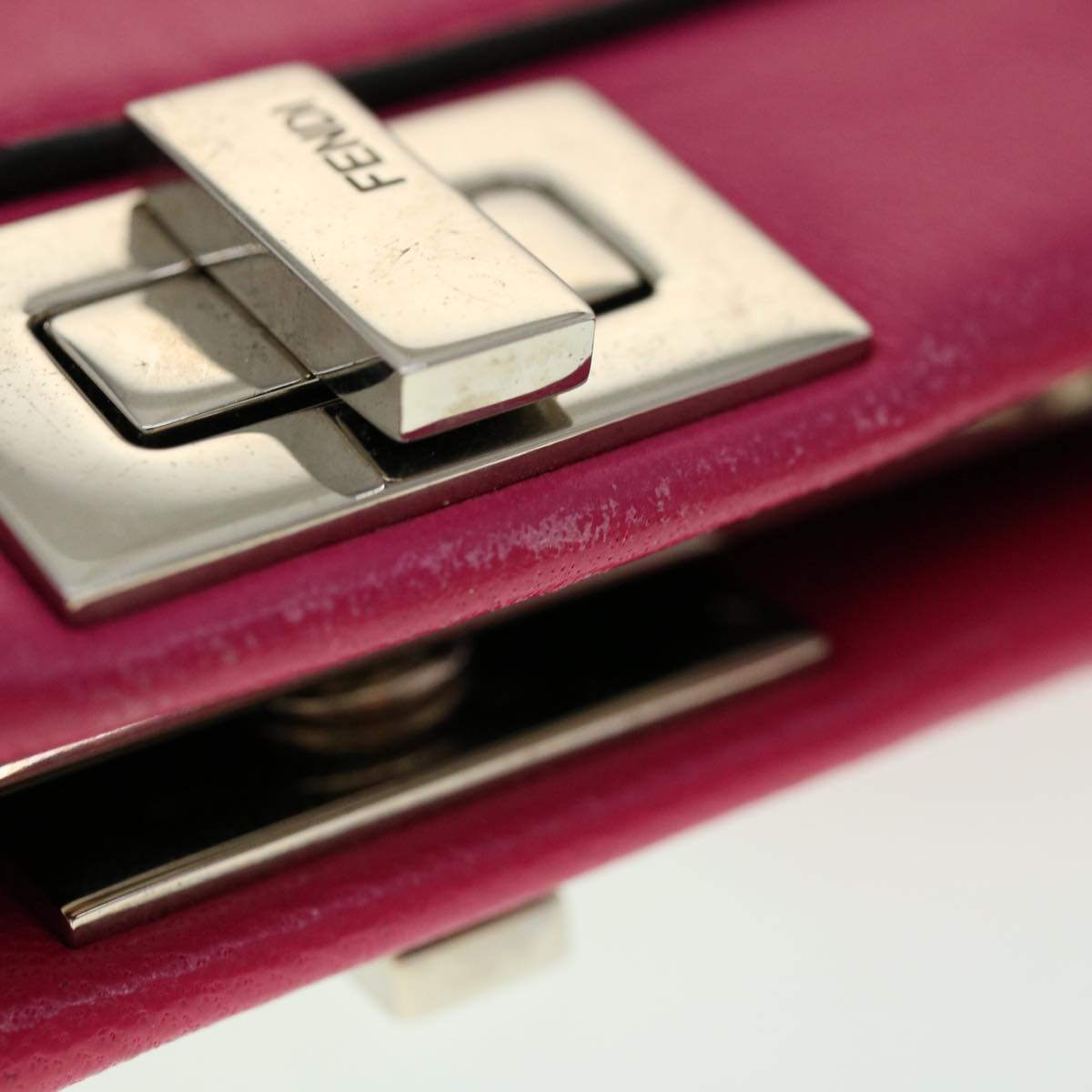 FENDI Micro Peek A Boo Hand Bag Leather 2way Pink Auth am2705gAV