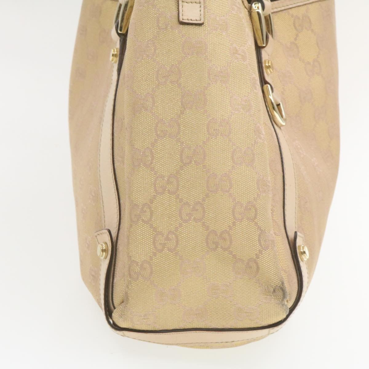 GUCCI GG Canvas Shoulder Bag Nylon Pink Gold Auth am427g